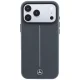 Mercedes Leather Semi Wrap Iconic Line MagSafe vāciņš iPhone 18 Pro Max / 17 Pro Max, tumši pelēks