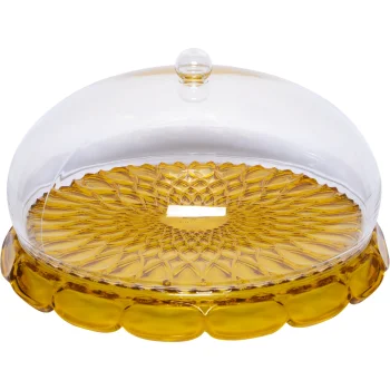 Блюдо для торта с крышкой Guzzini Vanity 30 см, шафраново-желтое