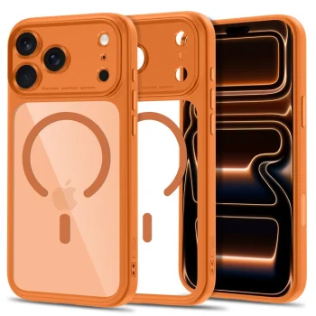 Чехол Tech-Protect MagPeak MagSafe CC для iPhone 18 Pro / 17 Pro, прозрачный оранжевый