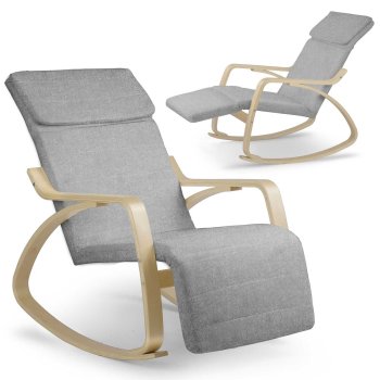 Кресло-качалка Sofotel Suzi с подставкой для ног, светло-серое