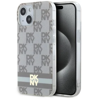 DKNY чехол для iPhone 15 IML Checkered Mono Pattern MagSafe, бежевый