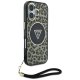 Guess HC IML Leopard Triangle Cord Strap MagSafe vāciņš iPhone 16, Brūns