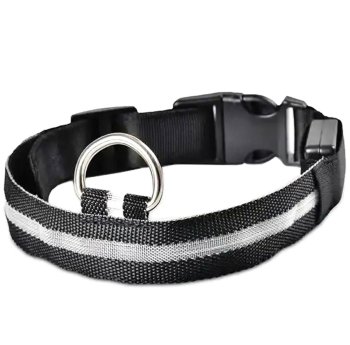 Spīdoša LED kaklasiksna sunim 46-54 cm, melna