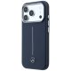 Mercedes Leather Semi Wrap Iconic Line MagSafe vāciņš iPhone 17 Pro, Navy Blue