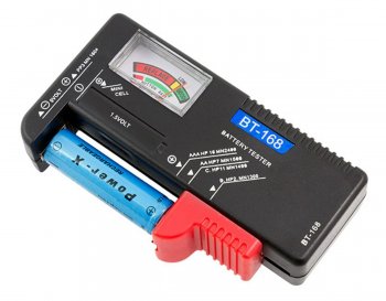 Bateriju un akumulatoru testeris priekš AA (R6), AAA (R3), R14, R20, CR 1.5V, 9V R9 | Battery Tester BT-168