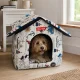 Foldable Dog and Cat House XL, Soft Pet Bed Cabin, White