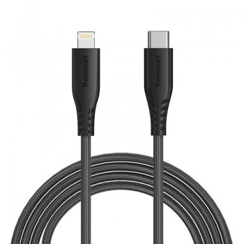 Tronsmart USB Type C to Apple iPhone Lightning (MFI) Data Charging Cable 3A / 1,2m, Gray | Lādētājvads Datu...