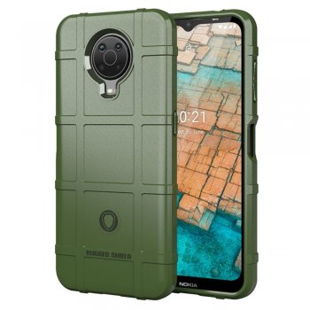 Nokia G10 / G20 Shock-proof Rugged Square Grid TPU Back Case Cover, Green | Telefona Vāciņš Maciņš Apvalks Bamperis