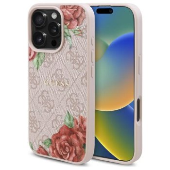 Guess iPhone 16 Pro Max Case 4G Flowers Print MagSafe, Pink