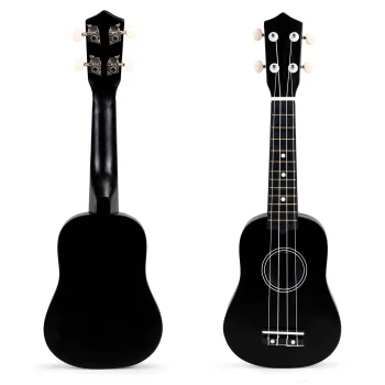 Koka ukelele bērniem ECOTOYS ar 4 neilona stīgām, Melna