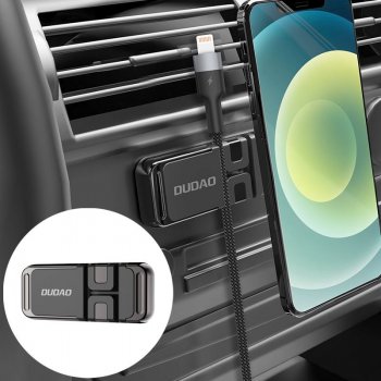 Dudao Līmējams Magnētisks Auto Telefona Turētājs ar Vadu Organaizeru, Melns | Magnetic Car Mount Phone Holder