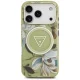 Чехол Guess IML Glitter Flowers Triangle MagSafe для iPhone 17 Pro Max — зелёный