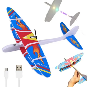 Izgaismota Putuplasta Lidmašīna Planieris ar Elektrisko Motoru USB LED | Polystyrene Aeroplane