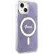 Guess iPhone 14 vāciņš IML 4G Gold Stripe MagSafe, violets