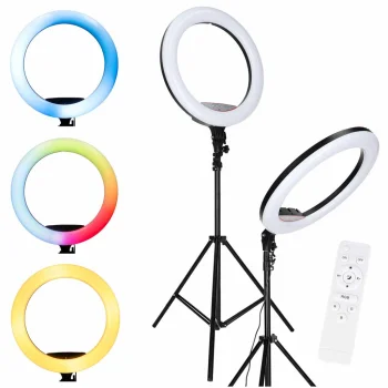 RGB LED Ring Light 45 cm (18") with Tripod Stand, Remote and 3 Phone Holders