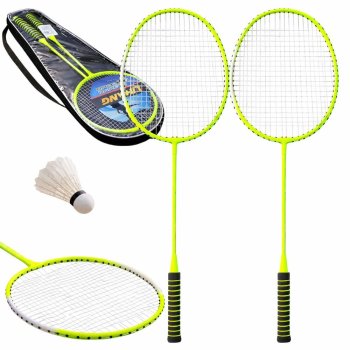 Badminton Racket Set 2 Pack with Carrying Cover, Green