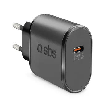 Sbs TETR1CPD25 25W USB-C tīkla lādētājs ar Power Delivery, melns