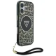 Guess HC IML Leopard Triangle Cord Strap MagSafe vāciņš iPhone 16, Brūns
