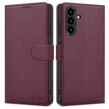 Tech-Protect maciņš ar maku Samsung Galaxy A26 5G / A17 4G - Bordo | Wallet Phone Case Cover Burgundy