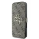 Apple iPhone 16 6.1\" Guess 4G Metal Logo Book Case Cover, Brown
