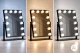 Kosmētikas spogulis ModernHome ar LED apgaismojumu 30x40 cm, 12 spuldzes, melns