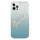Guess iPhone 12 Pro Max vāciņš Glitter Gradient Script, zils