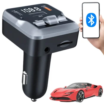 FM MP3 Трансмиттер с Bluetooth 5.3, 2x USB-C и поддержкой SD-карт