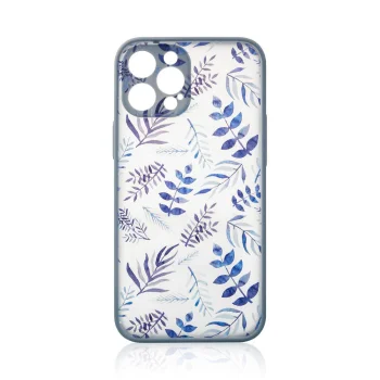 Vāciņš iPhone 12 Pro Max Design Case ar ziedu rakstu, tumši zils