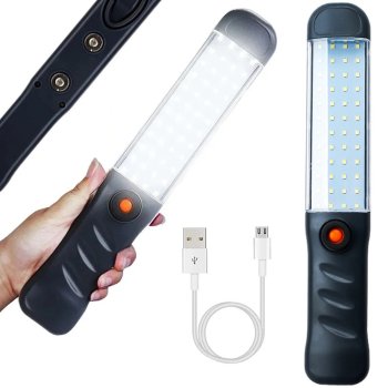 Jaudīgs Uzlādējams Darbnīcas Lukturis Lampa ar Āķi un Magnētu 48 LED COB USB | Powerful Workshop Torch Lamp