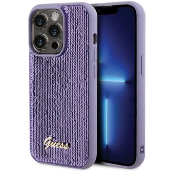 Guess Sequin Script metāla vāciņš iPhone 15 Pro - violets | Metal case for purple