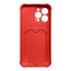 Apple iPhone 13 mini 5.4\'\' Silicone Wallet Card Case, Red | Silikona Vāciņš Maciņš Apvalks Bampers
