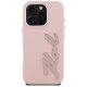 Karl Lagerfeld FW Grained Signature Logo Case for iPhone 16 Pro Max, Pink