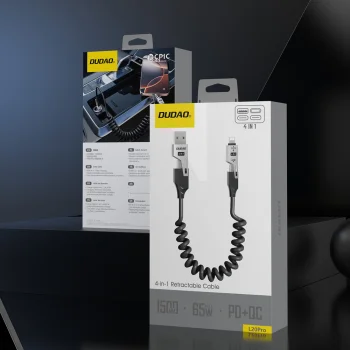 Спиральный кабель 4-в-1 Dudao L20 Pro USB-A / USB-C — Lightning / USB-C 65W 1.5m черный
