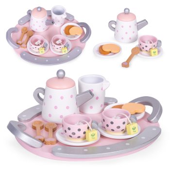 Ecotoys W10D824 Koka tējas komplekts bērniem, 15 daļas