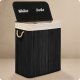 Massido 100 L bamboo laundry hamper with lid, 2 compartments