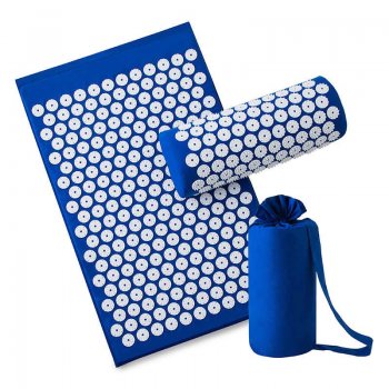 Akupresūras akupunktūras masāžas paklājs ar spilvenu, komplekts, zils 65x40cm | Acupressure Massage Mat + Pillow