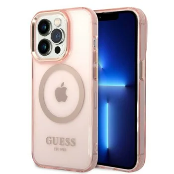 Чехол Guess для iPhone 14 Pro Gold Outline MagSafe Розовое золото
