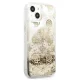 Guess iPhone 13 mini vāciņš Peony Liquid Glitter, zelta