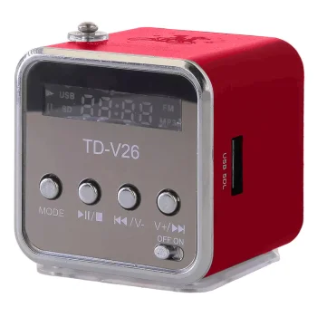 Portable Wireless Speaker with FM Radio and Bluetooth, Red