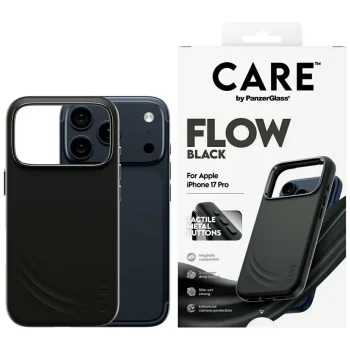 PanzerGlass iPhone 17 Pro vāciņš CARE Feature FLOW MagSafe, melns