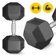 Стальная гантель 4Fizjo HEX с резиновым покрытием, 25 кг, черная