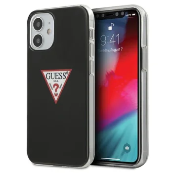 Guess iPhone 12 mini vāciņš Triangle Collection, melns