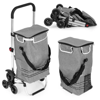 Stair Climbing Shopping Cart ModernHome, 30L Foldable Grocery Trolley with Thermal Bag