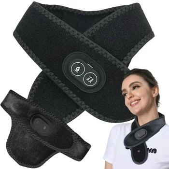 Apsildāma kakla masāžas josta ar USB barošanu, melna