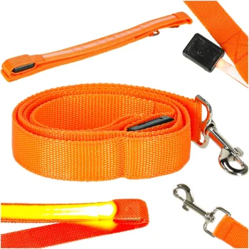 Spīdoša LED suņu pavada pastaigām tumsā, 1,2 m, oranža
