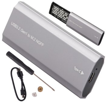 Корпус для жесткого диска M.2 SATA NGFF USB 3.1 Type-C 2230-2280mm, серебристый