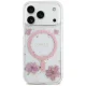 Чехол Guess Resin Flowers Glitter MagSafe для iPhone 17 Pro, розовый