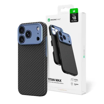 Чехол AmazingThing Titan Max Lens для iPhone 18 Pro Max с защитой камеры и MagSafe, синий