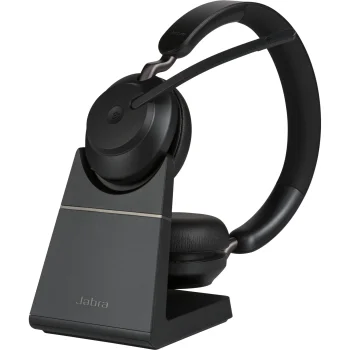 Jabra Evolve2 65 MS Stereo USB-A bezvadu austiņas ar uzlādes staciju, melnas