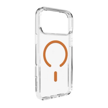 Puro iPhone 17 Pro vāciņš Lite Mag, caurspīdīgs ar oranžu gredzenu